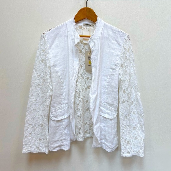 Contessa Teresa Linen and Lace Blazer Jacket Boho Shabby Chic White Small NEW - Picture 4 of 14